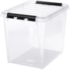 Kép 1/4 - Műanyag tárolódoboz, 52 liter, fekete fogantyúkkal, SMARTSTORE "Classic 50", átlátszó