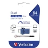 Kép 1/4 - Pendrive, 64GB, USB 3.2+USB-C adapter, VERBATIM "Dual"