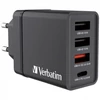 Kép 1/4 - Hálózati töltő, 1xUSB-C PD (20W), USB-A QC 3.0, 2xUSB-A (10W), VERBATIM, fekete