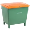Kép 2/2 - HDPE-ből készült univerzális és szóróanyag tartály, gyűjtőtérfogat 210 l, test zöld, fedél narancssárga, zárható, nyílás nélkül