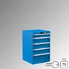 Kép 1/2 - Fiókos szekrény, teherbírás/fiók: 75 kg, 5 fiók: 100, 3x150, 200 mm, hengerzár, SZxMxM 564x572x850 mm, RAL 5012