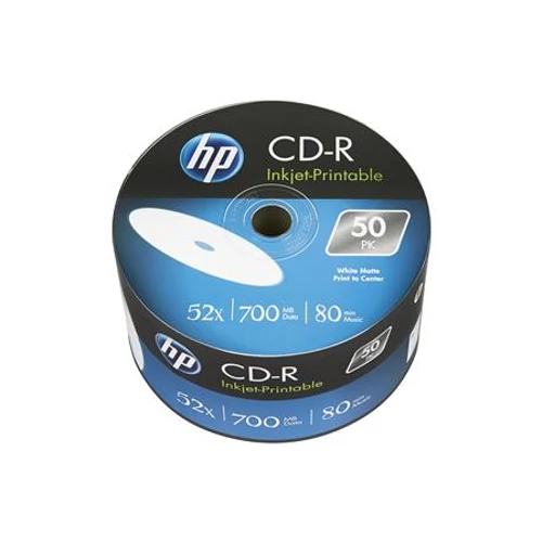 CD-R lemez, nyomtatható, 700MB, 52x, 50 db, zsugor csomagolás, HP