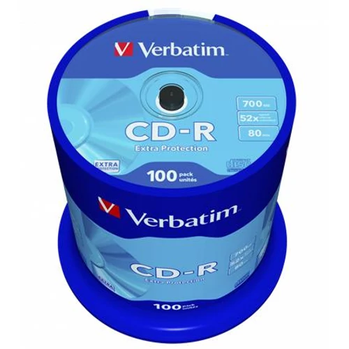 CD-R lemez, 700MB, 52x, 100 db, hengeren, VERBATIM "DataLife"