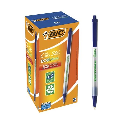 Golyóstoll, 0,32 mm, nyomógombos, BIC "Clic Stic ecolutions", kék