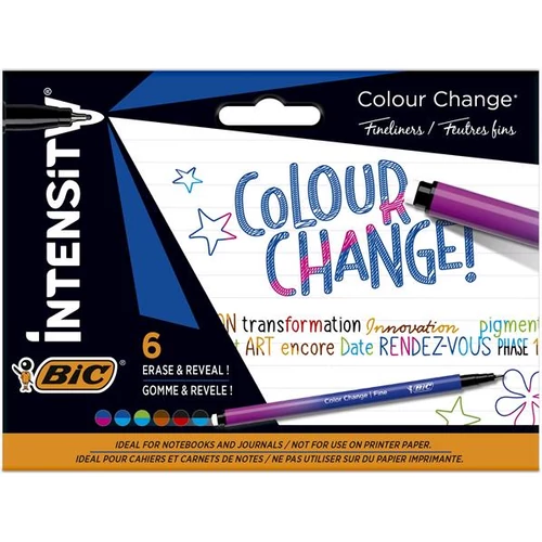 Tűfilc készlet, színváltó, 0,4 mm, BIC "Intensity Colour Change", 6 különböző szín