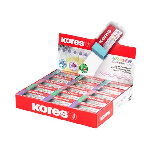 Radír display, KORES "KE-30", pasztell színek