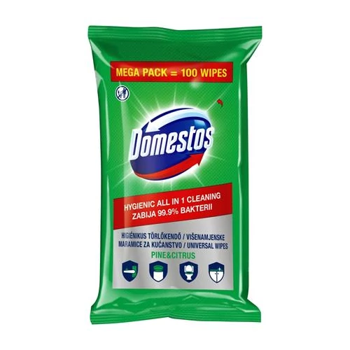 Nedves törlőkendő, 100 db, DOMESTOS "XXL fenyő és citrus"