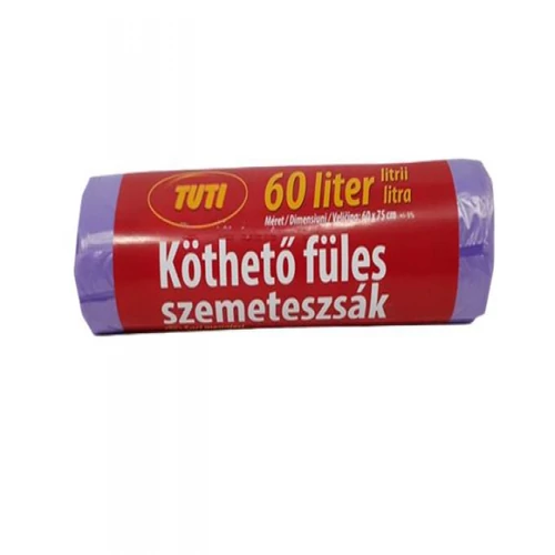 Szemeteszsák, köthető füles, 60 l, 16 db, "Tuti"