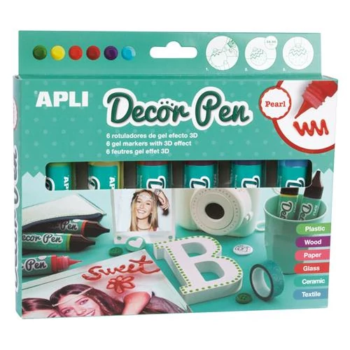 Dekortoll készlet, zselés, APLI "Decor Pen", gyöngyházfényű