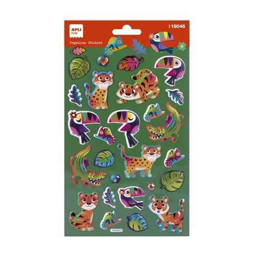 Matrica, fémes hatású, APLI Kids "Stickers", dzsungel