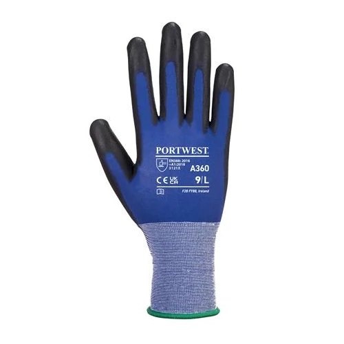 Védőkesztyű, nylon, PU tenyéren mártott, XL méret "Senti-Flex", kék