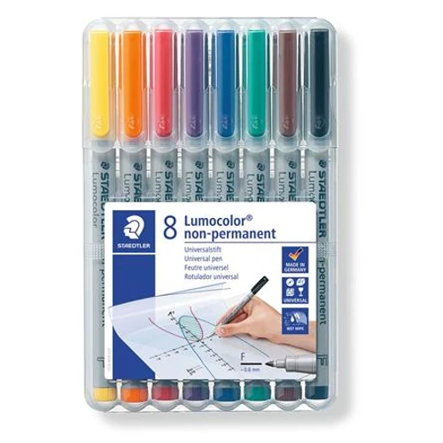 Alkoholmentes marker készlet, OHP, 0,6 mm, STAEDTLER "Lumocolor® 316", 8 különböző szín