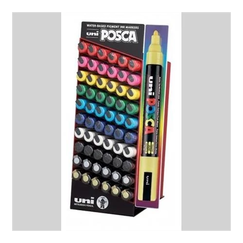 Dekormarker display, 60 db, 1,8-2,5 mm, UNI "Posca PC-5M", 10 különböző szín