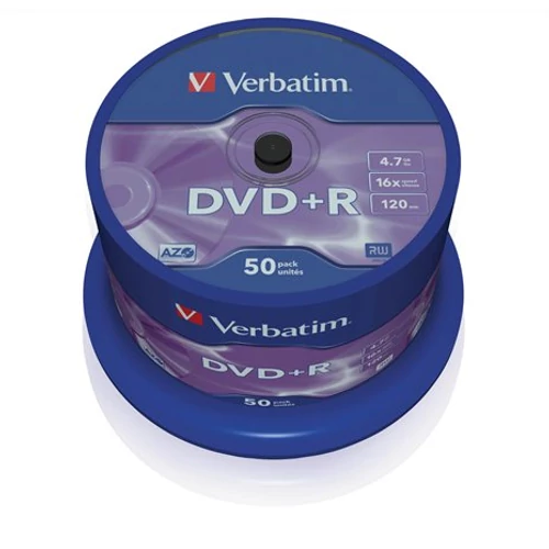 DVD-R lemez, AZO, 4,7GB, 16x, 50 db, hengeren, VERBATIM