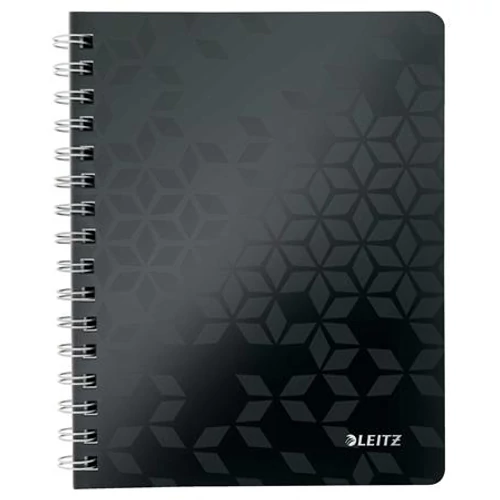 Spirálfüzet, A5, vonalas, 80 lap, LEITZ "Wow", fekete