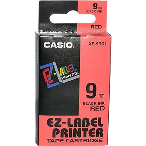 Feliratozógép szalag, 9 mm x 8 m, CASIO, piros-fekete