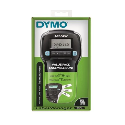 Elektromos feliratozógép, DYMO "LM 160", fekete, + 3 db D1 szalag