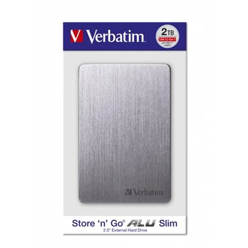 2,5" HDD (merevlemez), 2TB, USB 3.2, alumínium borítás, VERBATIM "Store n Go", szürke