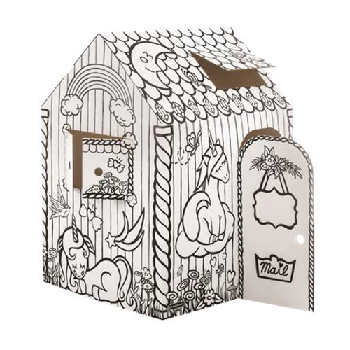 Színezhető karton játszóház, FELLOWES "BANKERS BOX® Playhouse", unikornis, vegyes minta