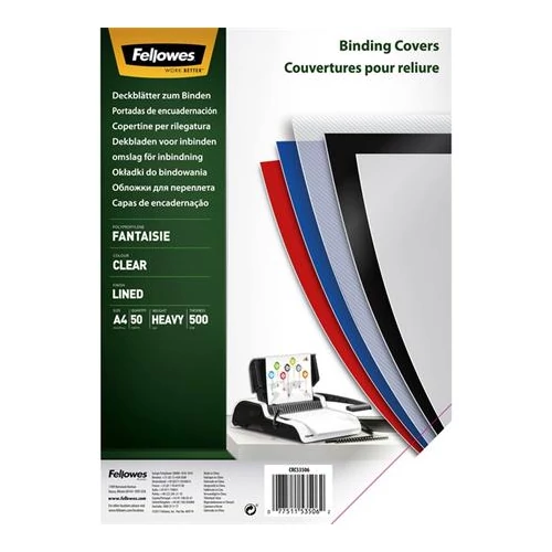 Hátlap, A4, 500 mikron, FELLOWES "Fantaisie", átlátszó