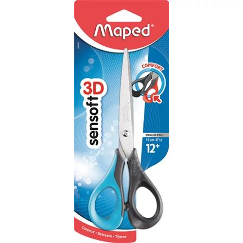 Olló, általános, 16 cm, MAPED "Sensoft 3D", vegyes színek