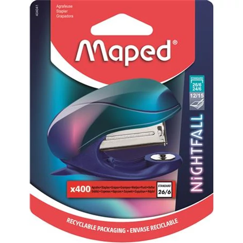 Tűzőgép, 24/6, 26/6, 15 lap, MAPED "Nightfall Mini", metálfényű