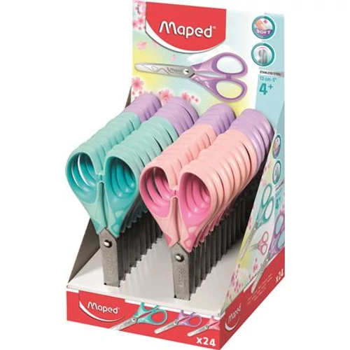 Olló display, iskolai, 13 cm, MAPED "Essentials Soft Pastel", pasztell színek