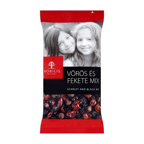 Aszalt gyümölcs és étcsokoládé, 100 g, NOBILIS "Vörös és Fekete Mix"
