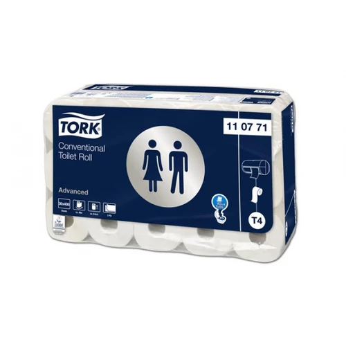 Toalettpapír, T4 rendszer, 2 rétegű, 12,5 cm átmérő, Advanced, TORK, fehér