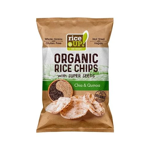 Barnarizs chips, 25 g, RICE UP "Bio", chia maggal és quinoával