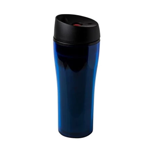 Termosz pohár, 0,4 l, műanyag, nyomógombos, "Coffee to Go", színes