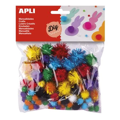 Pom-pom, csillogó, APLI "Creative", vegyes színek
