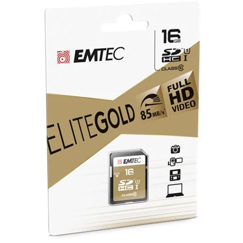 Memóriakártya, SDHC, 16GB, UHS-I/U1, 85/20 MB/s, EMTEC "Elite Gold"