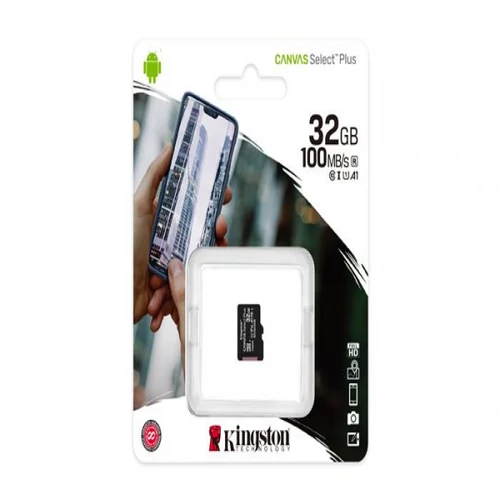 Memóriakártya, microSDHC, 32GB, CL10/UHS-I/U1/V10/A1, KINGSTON "Canvas Select Plus"