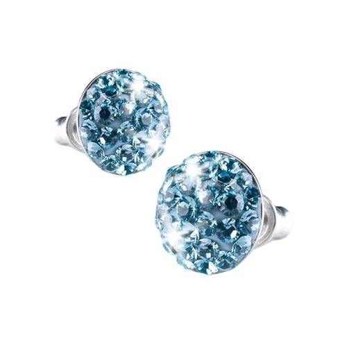 Fülbevaló, aquakék SWAROVSKI® kristállyal, félgömb, 10mm, ART CRYSTELLA®