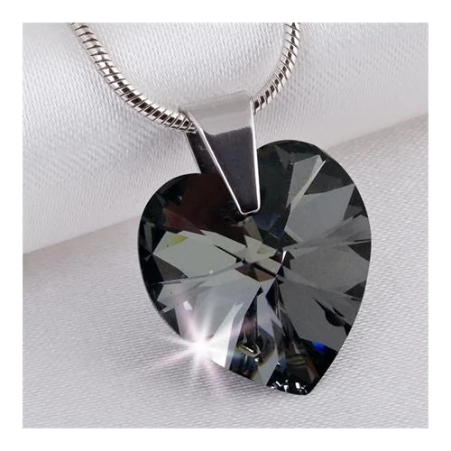 Nyaklánc, szív formájú, Black Diamond SWAROVSKI® kristállyal, 18mm ART CRYSTELLA®