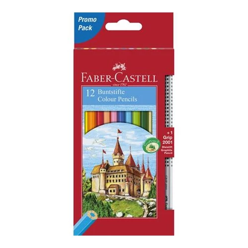 Színes ceruza készlet, hatszögletű, FABER-CASTELL "Classic", 12 különböző szín + 1 db grafitceruza