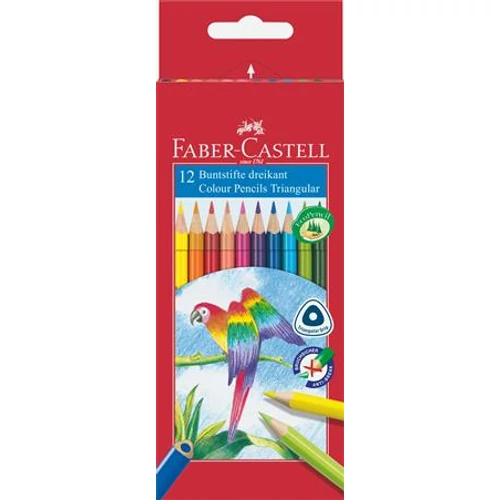 Színes ceruza készlet, háromszögletű, FABER-CASTELL "Papagáj", 12 különböző szín