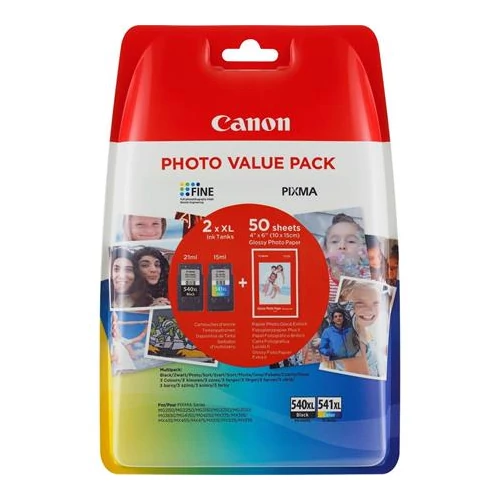 PG-540X, CL541XL Tintapatron multipack Pixma MG2150, MG3150 nyomtatókhoz, CANON, fekete, színes, + GP501 (50 lap 10x15)