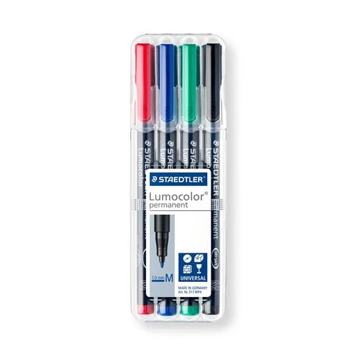 Alkoholos marker készlet, OHP, 1 mm, STAEDTLER "Lumocolor 317", 4 különböző szín