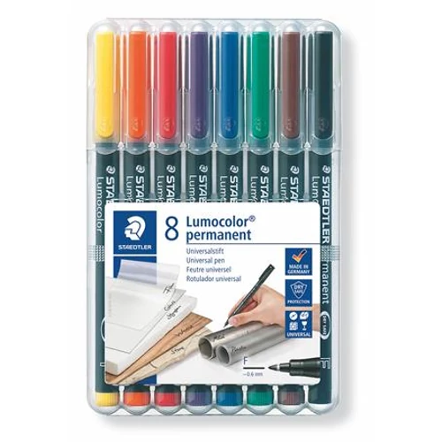 Alkoholos marker készlet, OHP, 0,6 mm, STAEDTLER "Lumocolor 318 F", 8 különböző szín