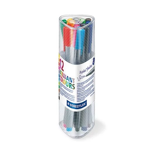 Tűfilc készlet, 0,3 mm, STAEDTLER "Triplus 334", 12 különböző szín