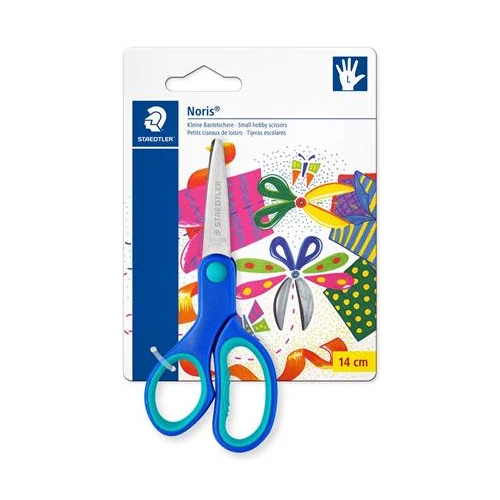 Olló, iskolai, 14 cm, balkezes, STAEDTLER "Noris 965", kék
