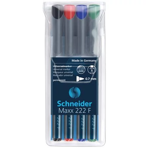 Alkoholos marker készlet, OHP, 0,7 mm, SCHNEIDER "Maxx 222 F", 4 különböző szín