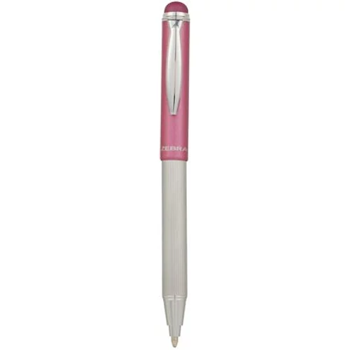 Golyóstoll, 0,24 mm, teleszkópos, rozsdamentes acél, pink tolltest, ZEBRA "Telescopic Metal Stylus", kék