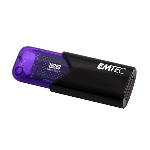 Pendrive, 128GB, USB 3.2, EMTEC "B110 Click Easy", fekete-lila