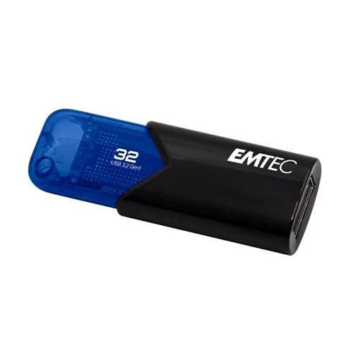 Pendrive, 32GB, USB 3.2, EMTEC "B110 Click Easy", fekete-kék