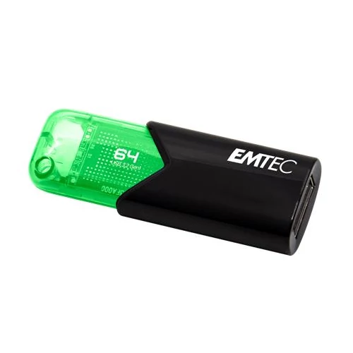 Pendrive, 64GB, USB 3.2, EMTEC "B110 Click Easy", fekete-zöld