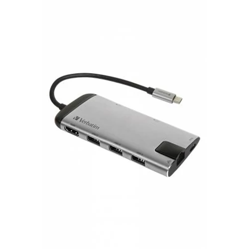 USB elosztó-HUB, USB-C/USB 3.0/HDMI/Ethernet/SD/microSD, VERBATIM