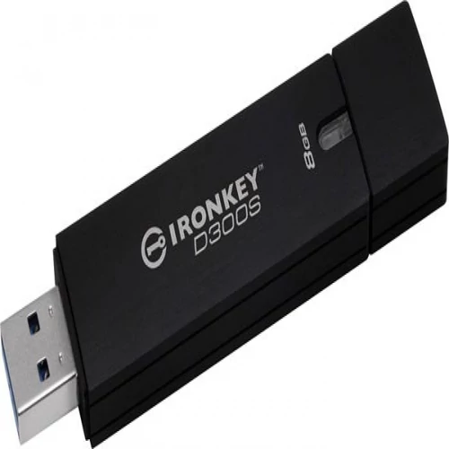 Pendrive, 8GB, 165/22 Mb/s, titkosítással, USB 3.0, KINGSTON, "Ironkey D300S"